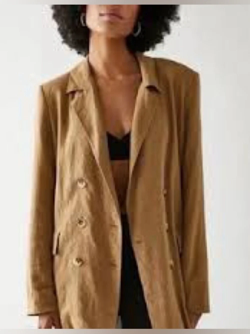 Free People Olivia Linen-Blend Blazer in Sand